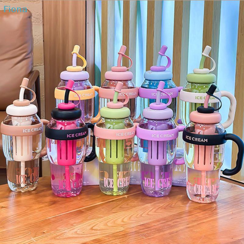 1300ml Large Water Bottle with Straw & Handle,Leakproof Sports Water Cup with Fruit Infuser,Plastic Water Jug for Gym,Office