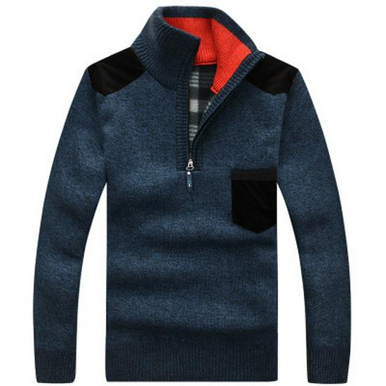 Men s Winter 2021 Stand Collar Fleece-Lined Pullover Sweater - Thick, Warm Knitwear XXXL
