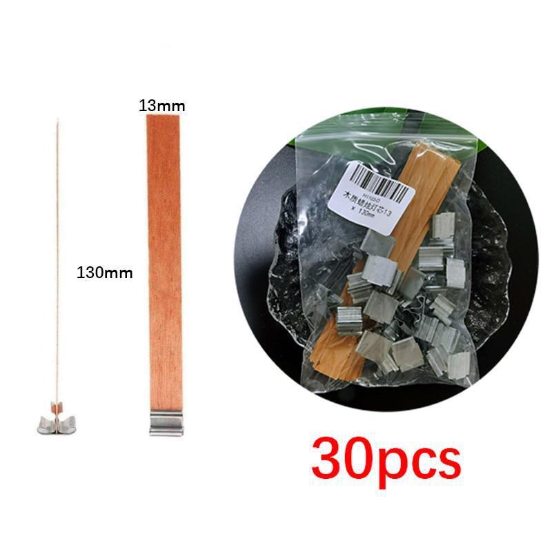 30 Pcs Candles Making Supplies Kit DIY Wooden Wicks Cores with Iron Base
