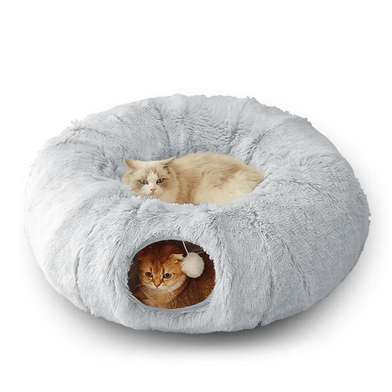Spring Cat Tunnel Bed with Middle Mat Large Playground Toys Soft Plush Material Full Moon Shape Suitable for Small Cats (it Is Recommended To Take