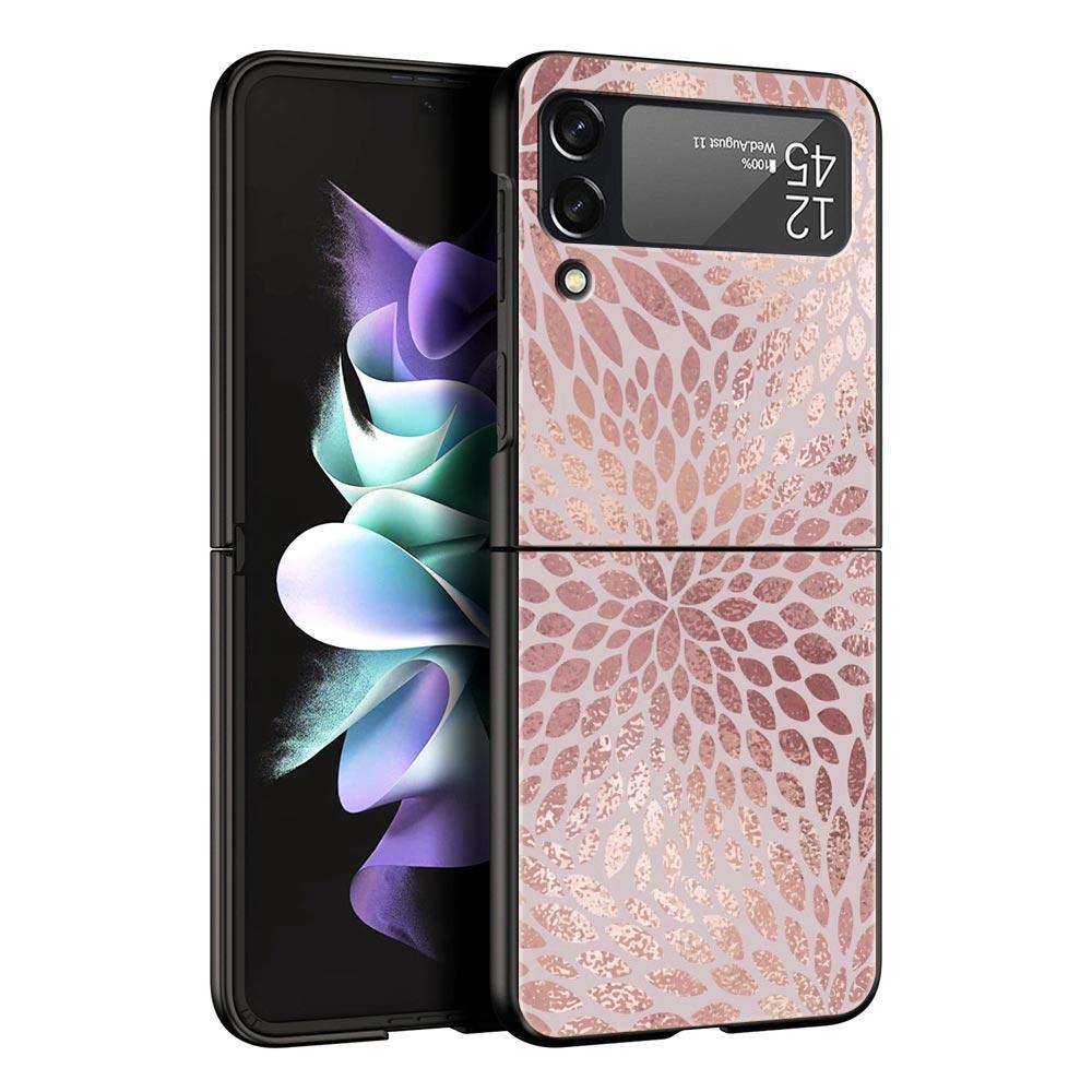 Handyhülle für Samsung Galaxy Z Flip 3 4 5 6 Faltbar Schwarze Schale Schöne Rosegold Kunst Für Samsung Z Flip4 Flip5 PC Hartschalenabdeckung