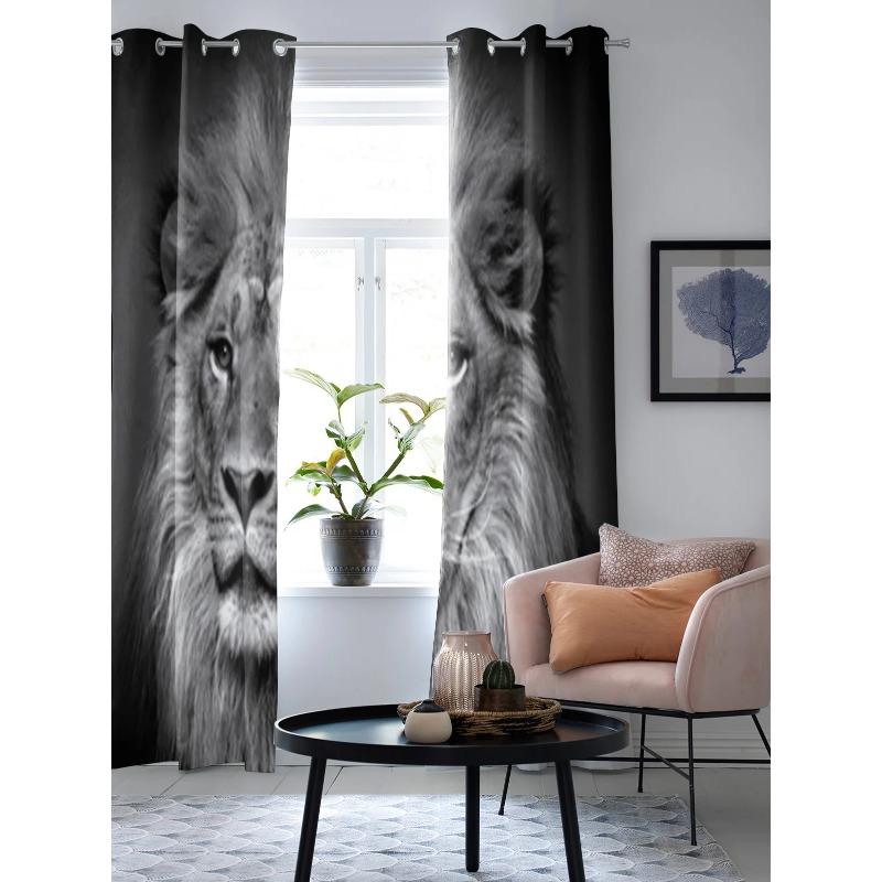 Animal Lion Window Curtain For Kids Room Home Blinds Curtains For Living Room Bedroom Window Drapes