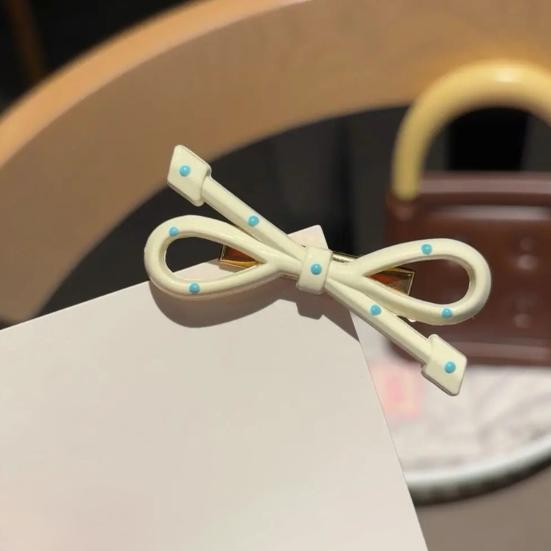4Pcs Girl Hairpin Dot Print Hollow Bow Tie Design Hair Clips Lightweight Non-Damaging