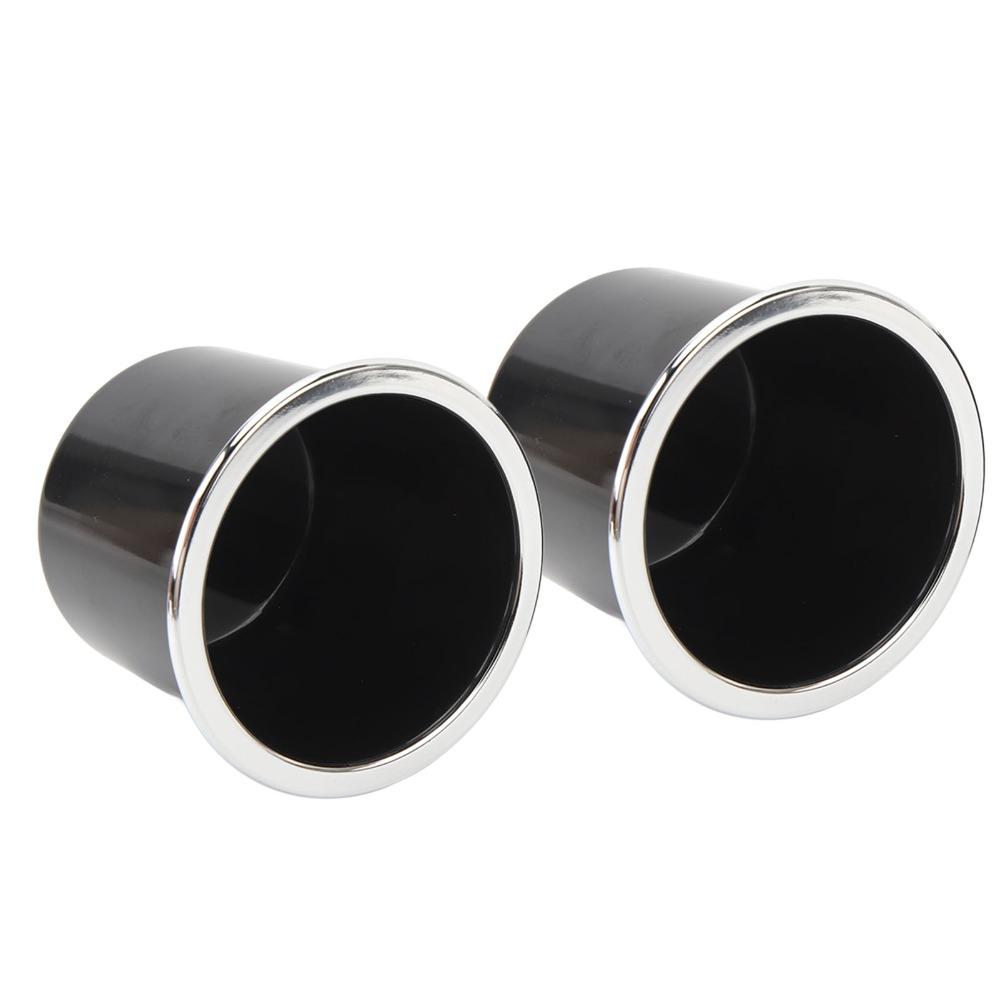2 Pcs Black Cup Holder with Silver-plated Edges Can Holder Easy Installation RV Cup Holder Yacht