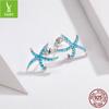 Modische blaue Diamant Seestern Ohrstecker für Damen, Koreanische Version von kleinen frischen Ozean S925 Sterling Silber Ohrringen Bse136