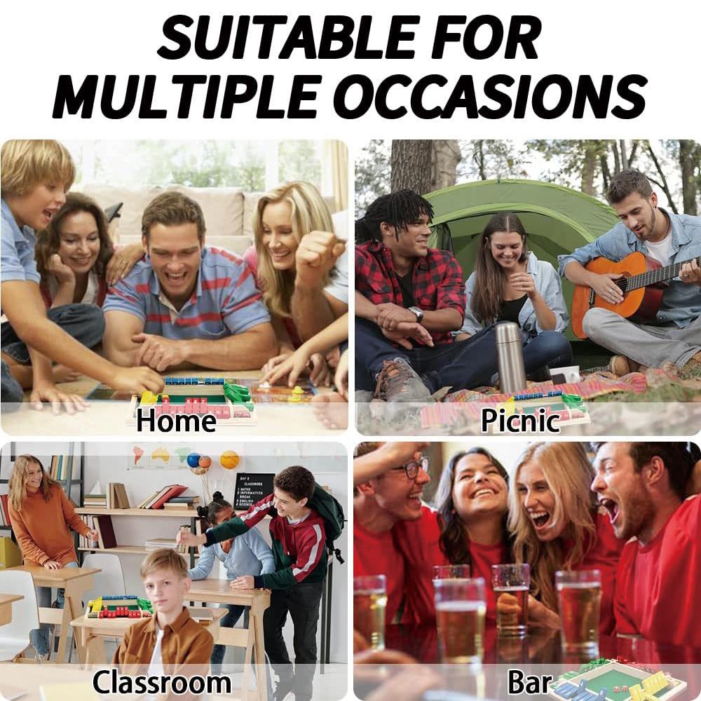 Shut The Box Dice Game,2-4 Player Family Wooden Board Table Math Games for Adults, 8 Dices Classics Tabletop Version Games for C