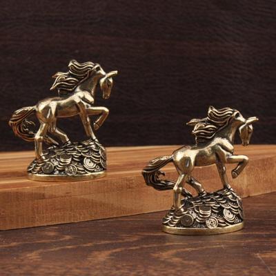 Brass Zodiac Horse With Money Horse Ornaments Desktop Decoration Crafts Ornaments Antique Bronze Animal Miniature Model