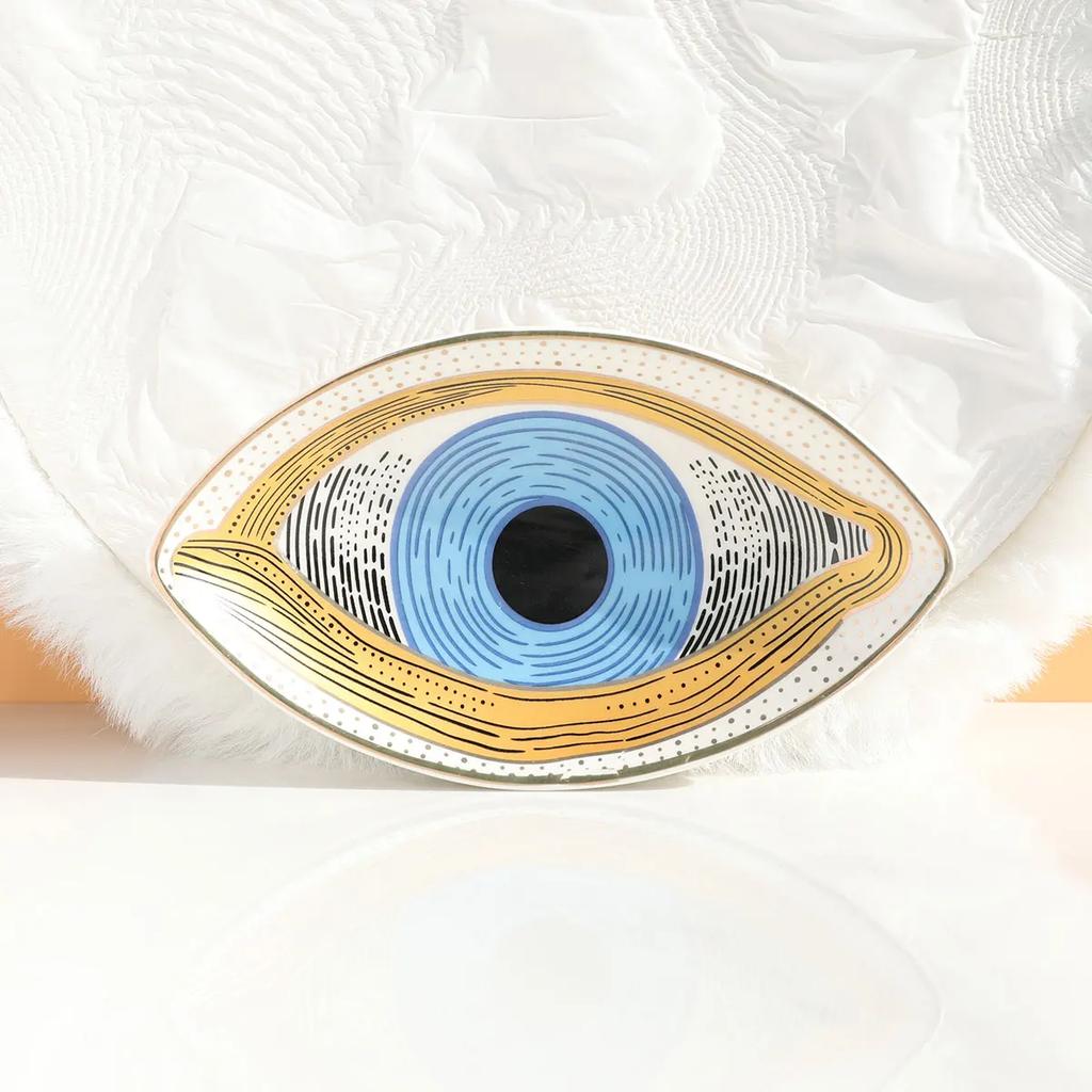 Ceramic Jewelry Dish Storage Trays Trinket Dish Ring Dish Evil Eye Plate Jewelry Organizer Containers Home Desktop Deco