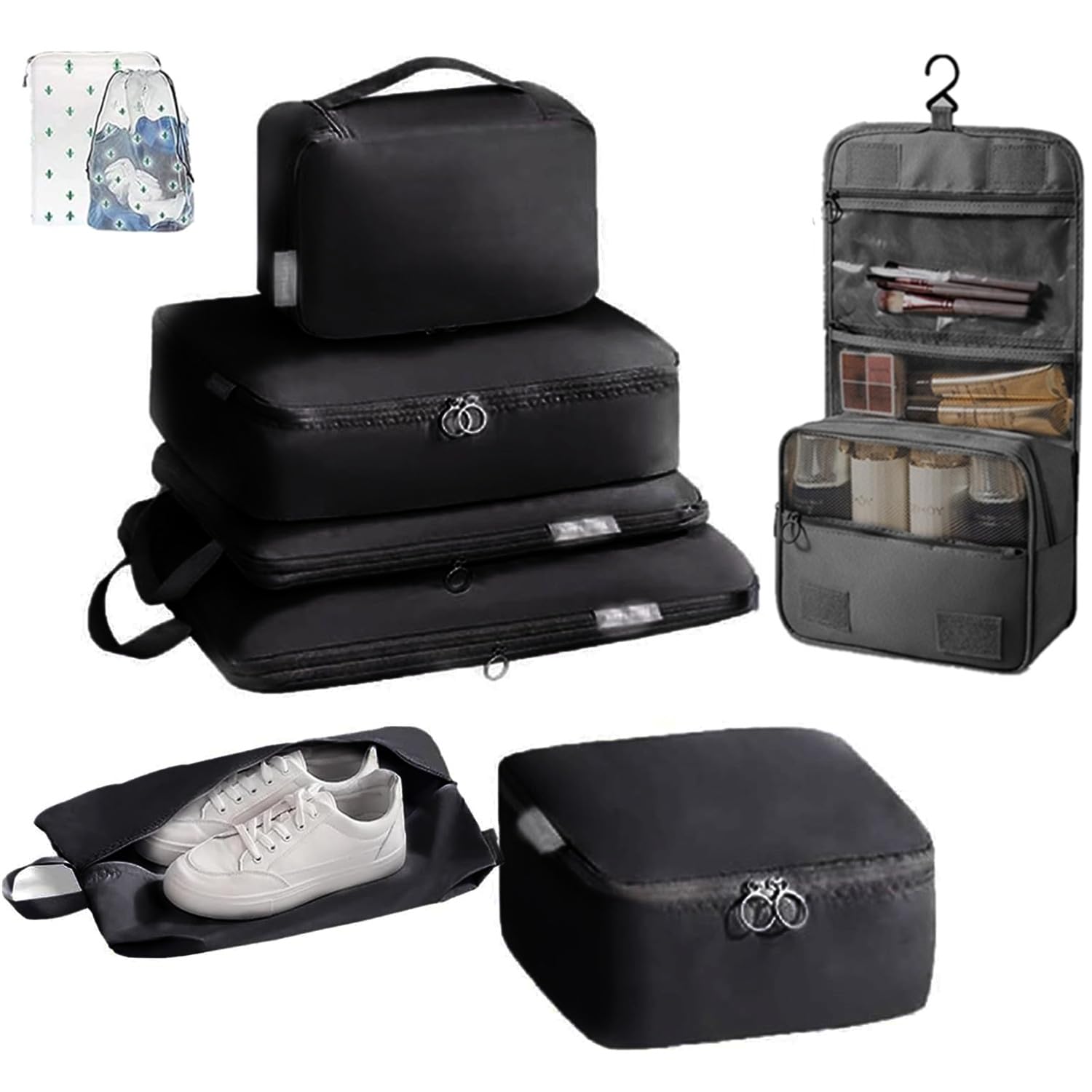 

Travel Compression Pouch 9-Piece Set: Saves 50% Space! [2026 New Design] Convenient Travel Compression Bags, Packing Pouches, Toiletries, Travel, Wate