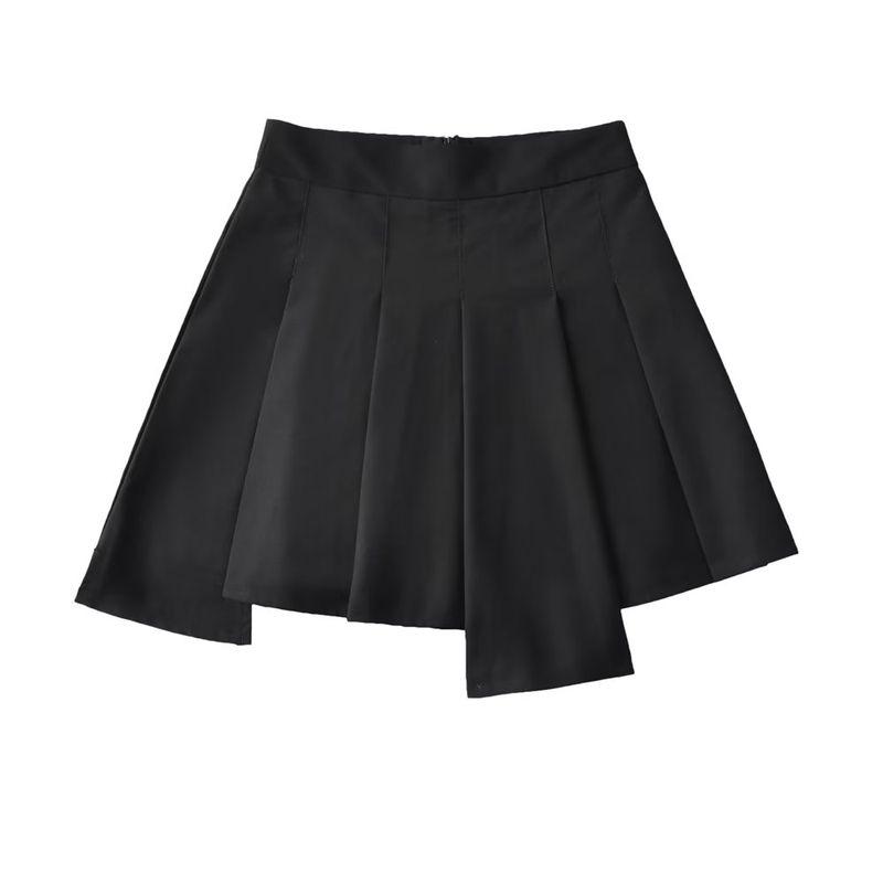 

High Waist Casual Versatile Slimming Fashion Tape Loose Pants Asymmetrical Culottes Black(High quality) L