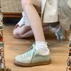 Damen Retro vielseitige atmungsaktive Studenten-Freizeit-Board-Schuhe mit flachem Boden