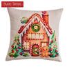 1PC Nuan Series Christmas Pillowcase Gingerbread Santa Claus Pattern Printed Soft Cushion Cover for Sofa Living Room Bedroom Home Decor Party Decor
