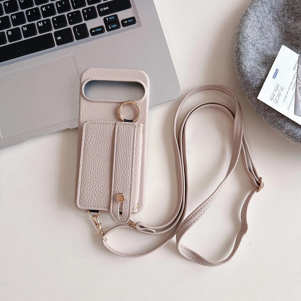 Ring Crossbody Wrist Strap Wallet with Card Holder Phone Case for Google Pixel 9 8 7 6 Pro 8A 7A 6A 5G Leather Shockproof Cover