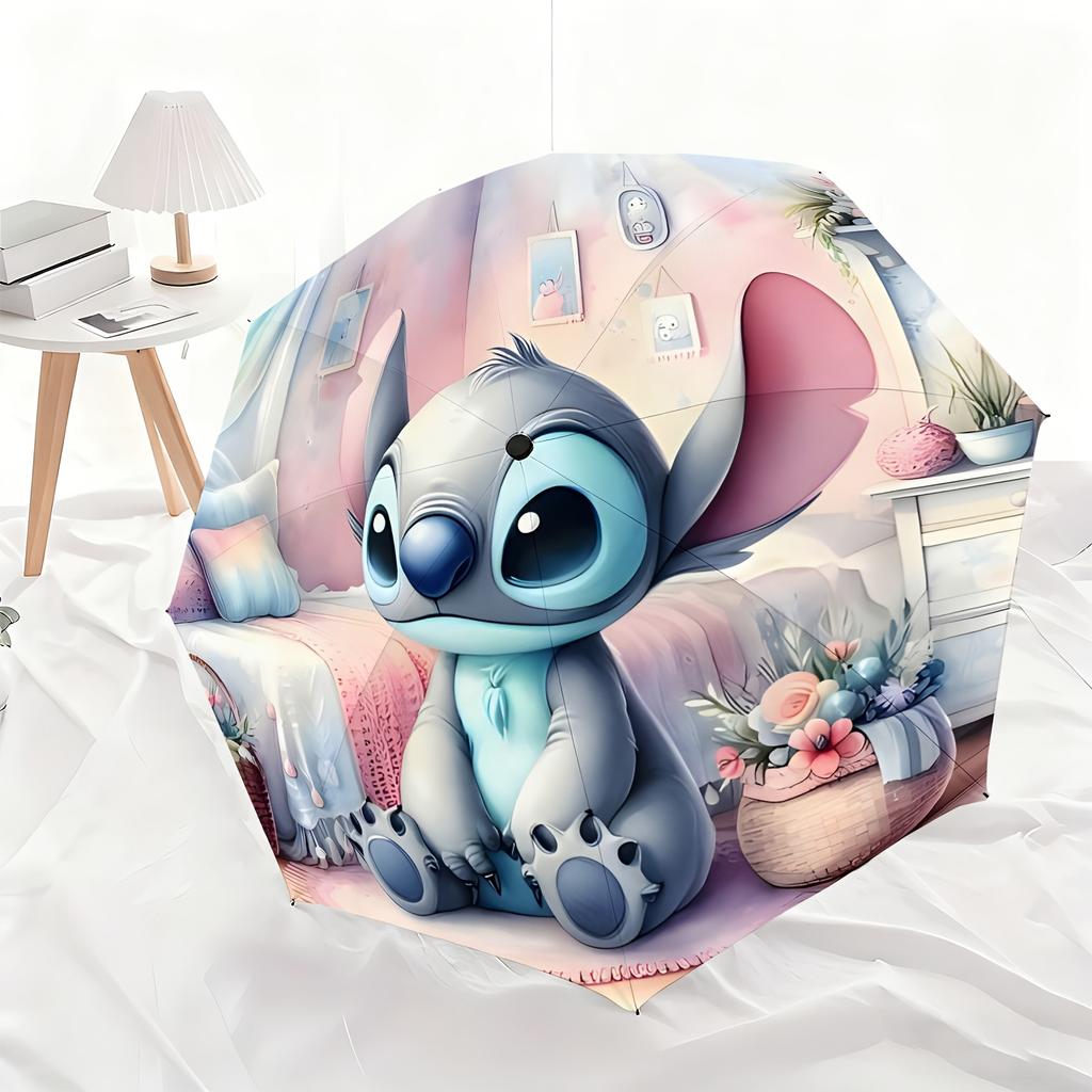 A Fully Automatic Umbrella Featuring a Cute Stitch Cartoon, Suitable for All Occasions As a Sun And Rain Umbrella, Portable An