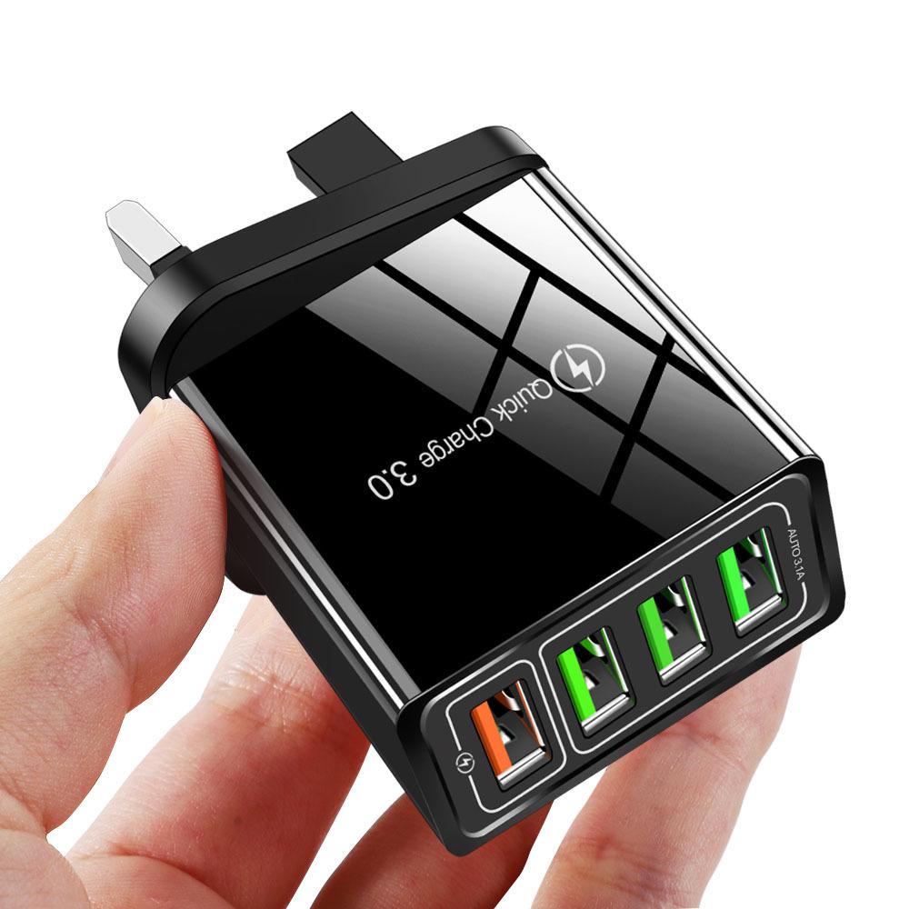 4-Port USB Fast Charger with QC3.0, 4.1A Smart Travel Adapter