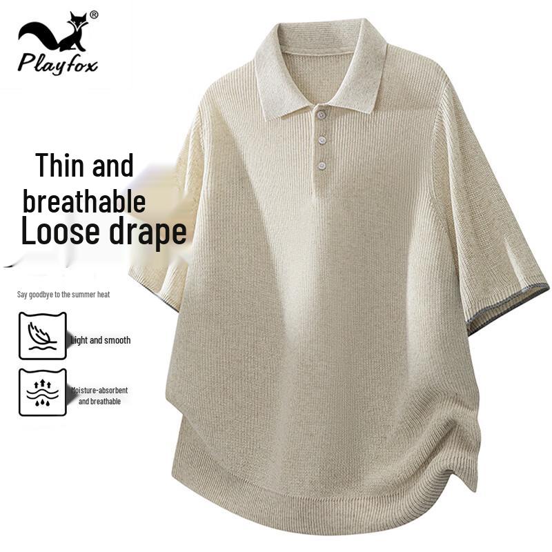 PLAYFOX Men s Summer Linen Blend Polo Shirt XL льняной
