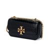 Tory Burch Eleanor Solid Double T Logo Crocodile Pattern Flap Chain Leather Handbag Women Handbags Black Gold 152261-890