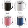 Vakuový hrnek Izolovaný Nerezový hrnek na kávu Hrnek Zahřívatelný Přenosný s víčkem a uchem Domácí Kancelář Vodní hrnky Nápojové nádobí