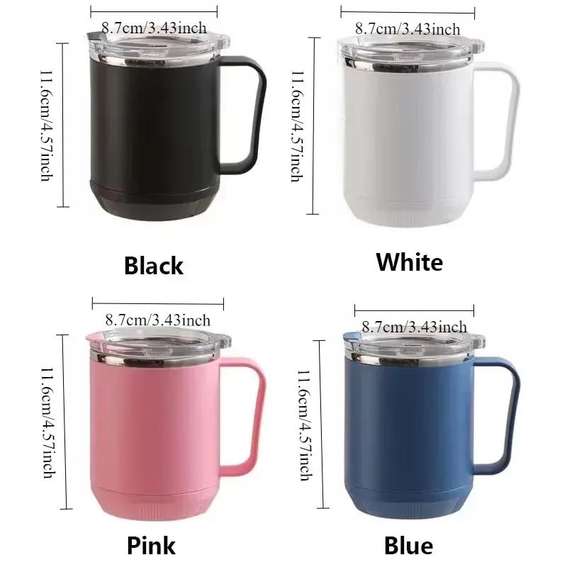 Vacuum Cup Insulated Stainless Steel Coffee Cup Mug Heatable Portable with Lid Handle Home Office Water Cups Drinking Utensils