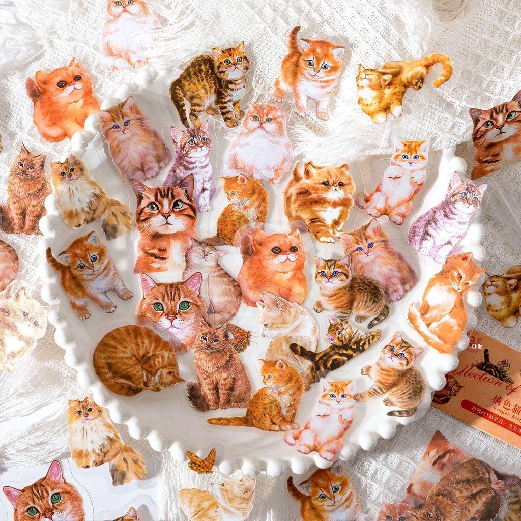 Cute Cat Journal Sticker Pack - 40 Decorative DIY Sheets