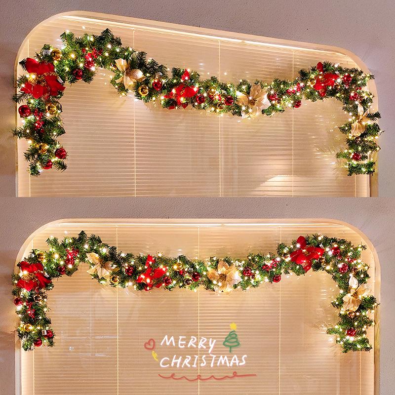 2.7m Rattan Christmas Light Ball Garland for Window Decoration