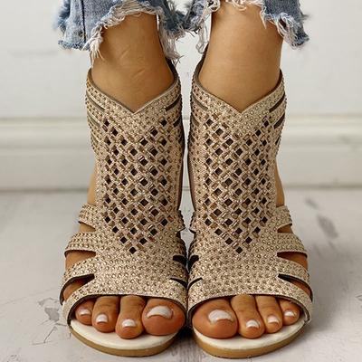 Dámské Boty Sandály Letní Boty na nízkém podpatku PU Leather Gladiator Luxusní boty Ženy Návrháři