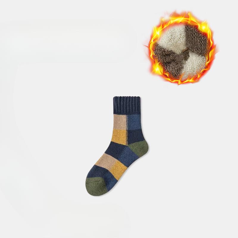 Men's Winter Pure Cotton Thickened and Fleece Loop Warm Mid Calf Socks