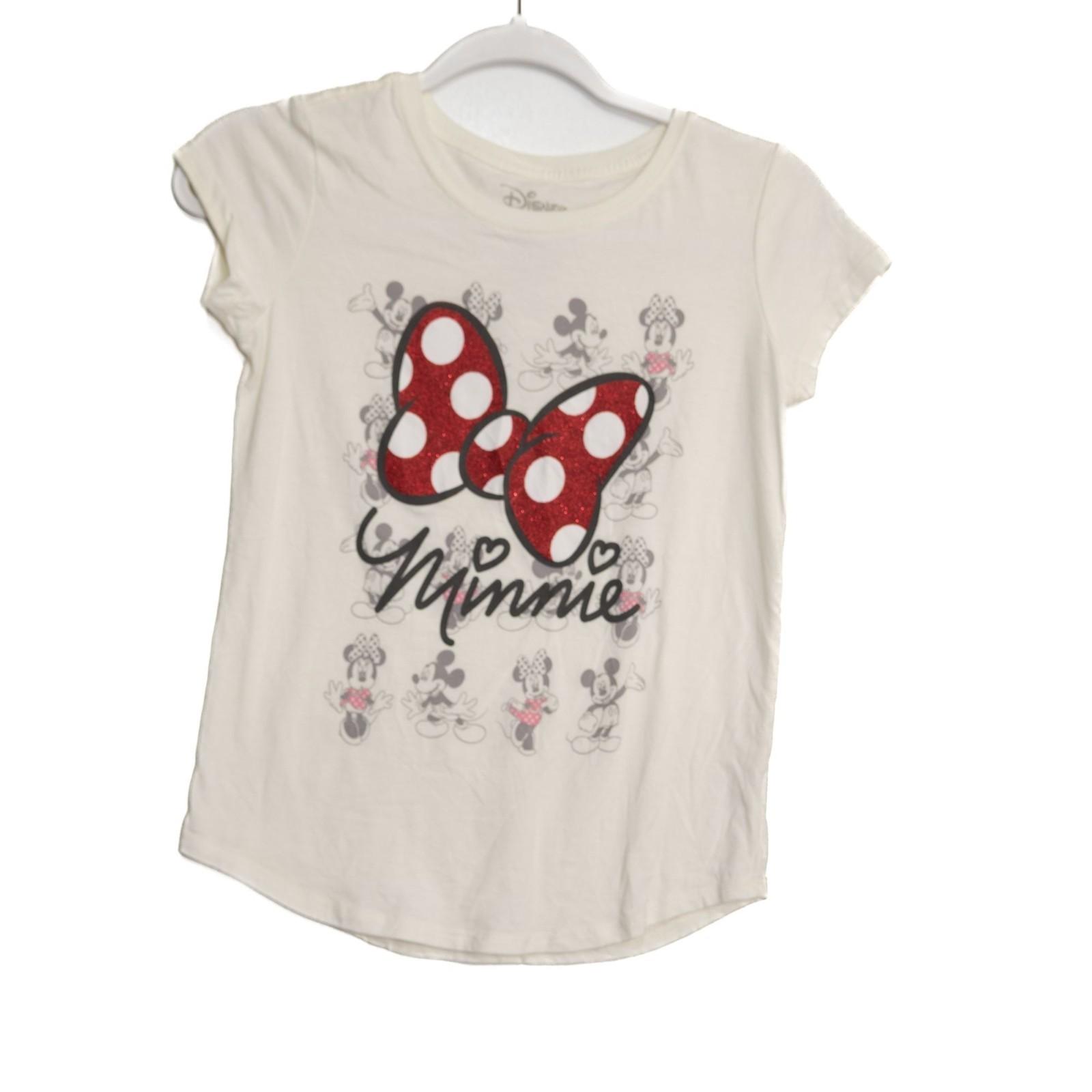 Disney Minnie Mouse Size L Girls Graphic T-Shirt S White Cotton Blend M