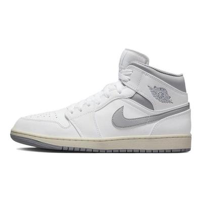 Air 1 Mid Vintage Grey Mens Mid Top Retro Basketball Shoes White Grey Trendy Oxidized Midsole 554724-135