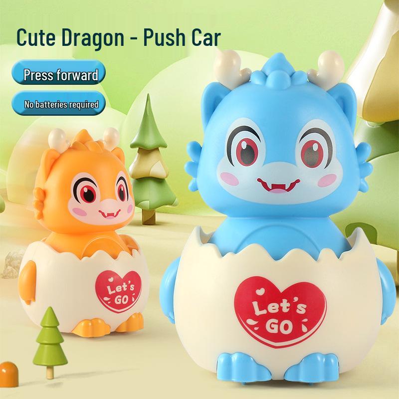 Children's Year of the Dragon Dinosaur Toy Car: Cute Press-and-Go Eggshell Design