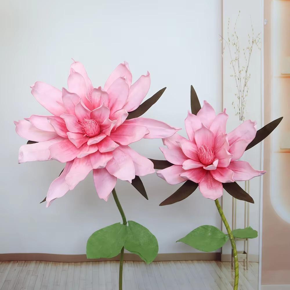 45/60cm PE Foam Flower Pink Fake Flowers Head New Artificial Magnolia Flower  Photographic Props