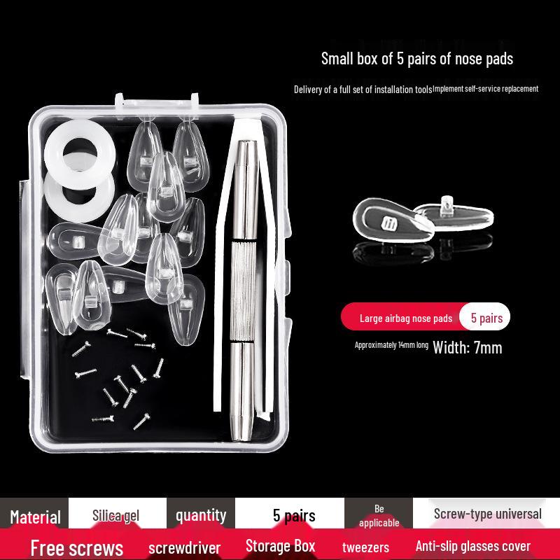 Conjunto de Almofadas Nasais para Óculos com Airbag de Silicone e Ferramenta de Reparo