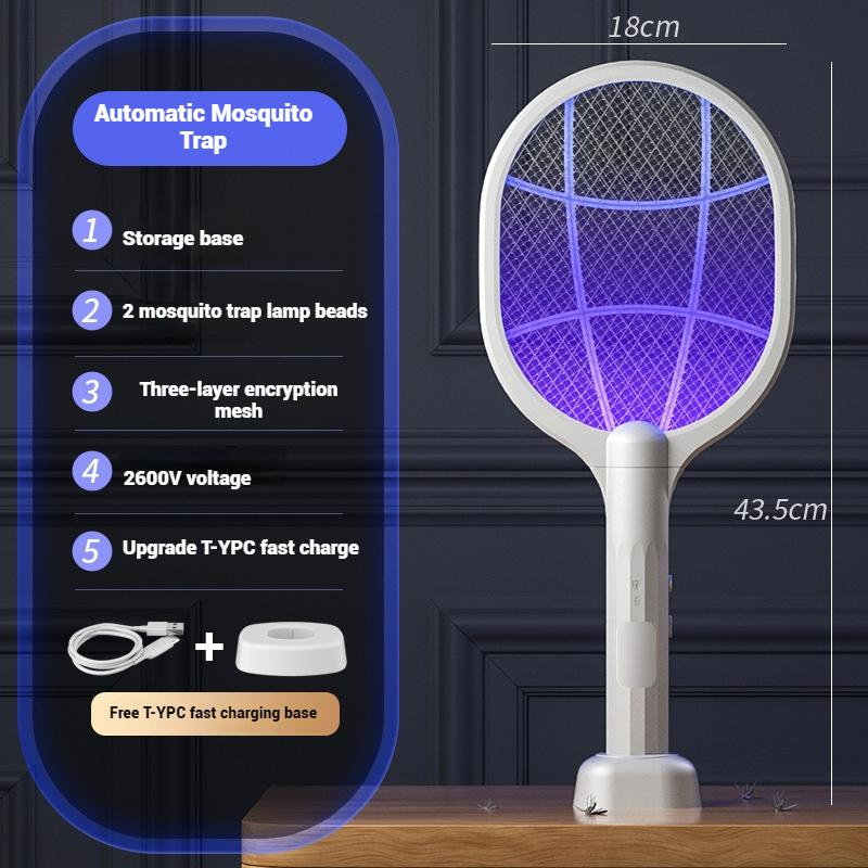 2 In 1 Mosquito Swatter Electric Mosquito Killer Lamp Killer Insect Killer Type-C Rechargeable Mosquito Killer Fly Killer