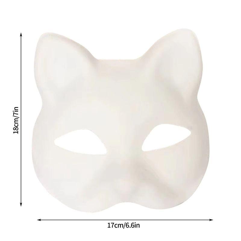 ABIY 10PCS DIY Halloween Therian Masks White Cat Blank Animal Half Facemasks Masquerade Cosplay Party Masks