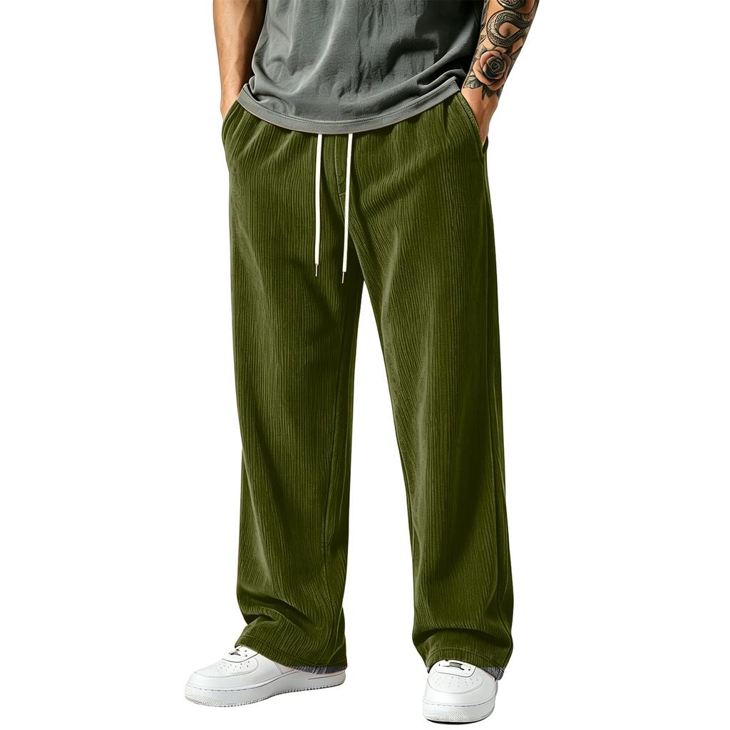 Men's Corduroy Wide Leg Loose Fit Casual Street Pants for Everyday Comfort