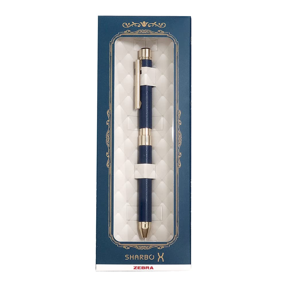 

Zebra Sharbo X SL6 Pen Gift Set with Leather Navy Multi-Function Refills, (SB36-GS-LNV)