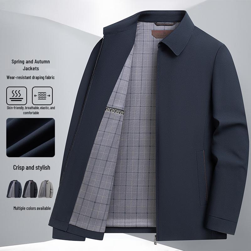 Men's Lapel Jacket 2026: Spring/Autumn Versatile Slim-fit Business Casual for Middle-aged Dads