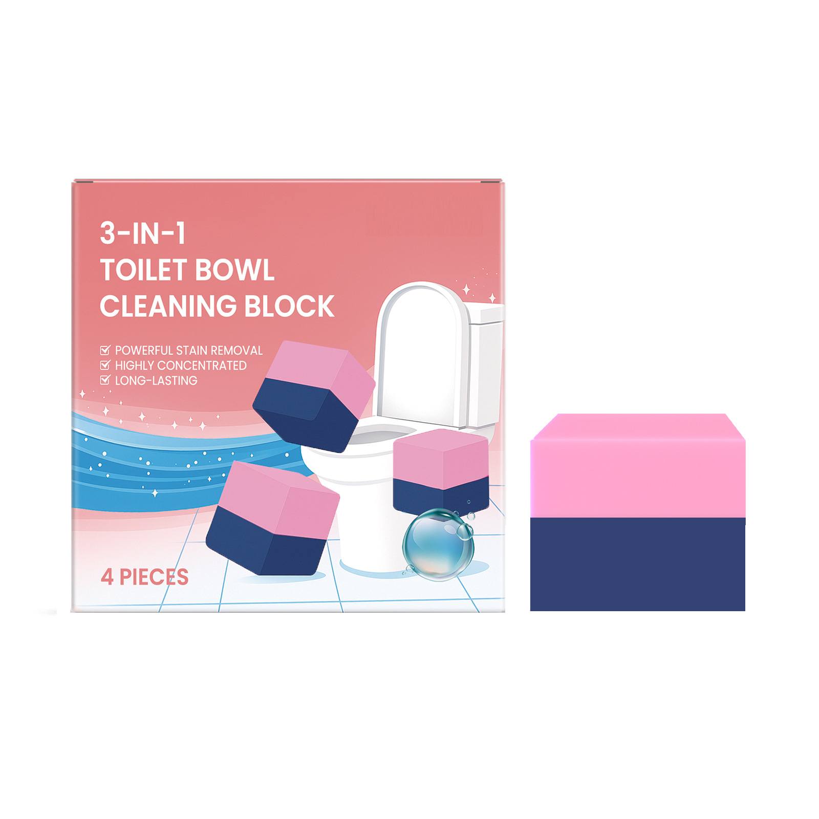 

Блок для чистки унитаза 3 в 1 - Дезодорирует, Чистит, Стерилизует Лист для чистки унитаза One Size белый