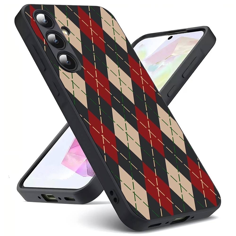 Buntes Karo Für Samsung Galaxy S25 S24 S23 Ultra S22 S21 Plus S20 Schwarze Weiche Silikon Schutzhülle