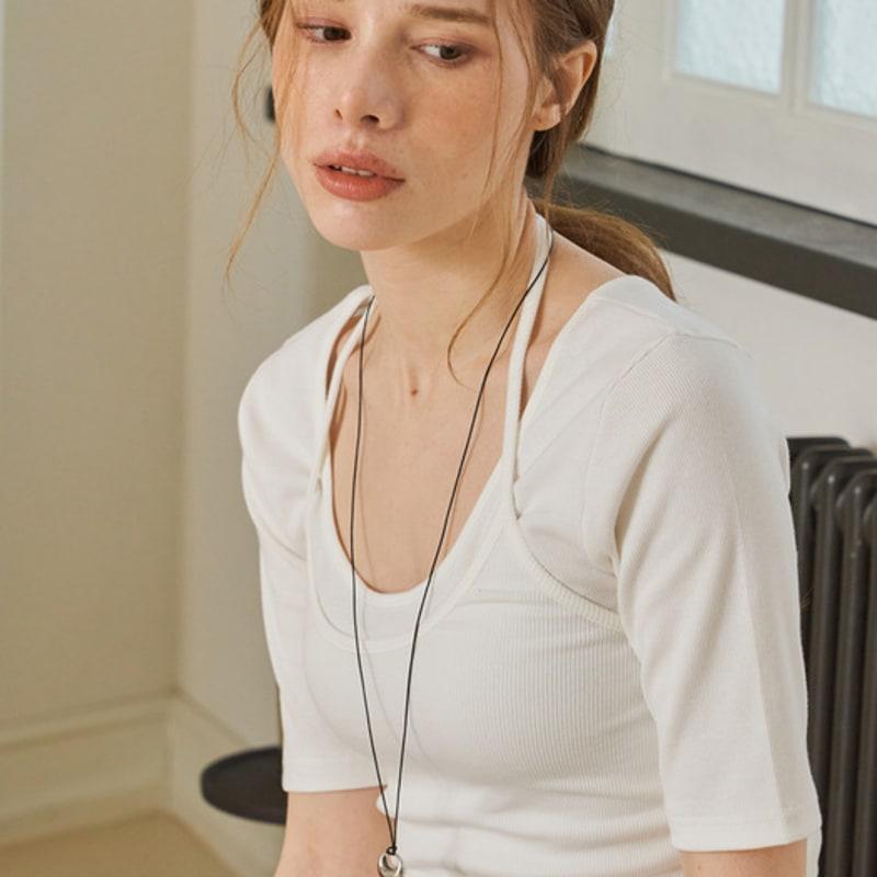 Ssecondo Cow leather ring pendant necklace, Vaux