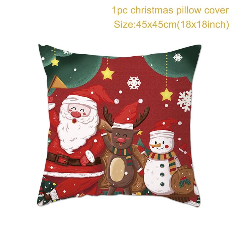 Christmas Cushion Cover  Decoration Home Santa  Decorations  Gift Navidad Happy New Year 2022