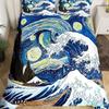 Japanese Ukiyo-e King Queen Duvet Cover Golden Fish Hokusai Bedding Set Crane Wave Quilt Cover Red Sun Polyester Comforter Cover