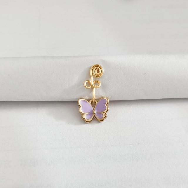 1Pc Goth motyl drut miedziany spirala fałszywy Piercing kolczyk w nosie Punk złoty kolor klip kolczyk w nosie klips do ucha mankiet biżuteria do ciała