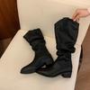 Fashion versatile comfortable high boots women's 2025 autumn and winter new pointed thick heel but knee Martin boots women
