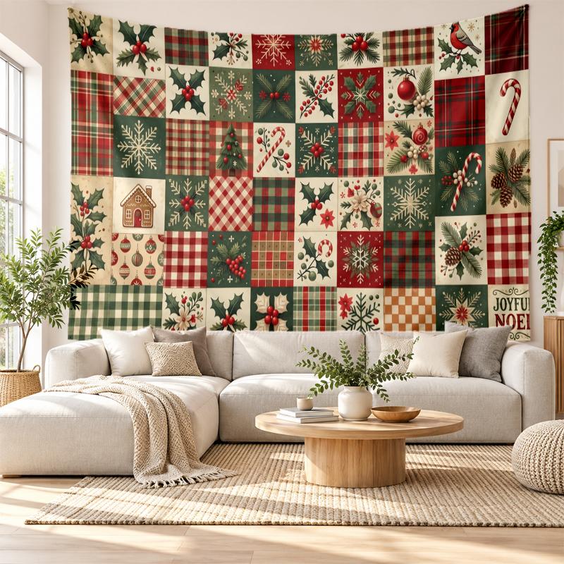 Weihnachtlich bedruckter Wandteppich für Schlafzimmer Wohnzimmer Wanddekoration Feiertagsgeschenk