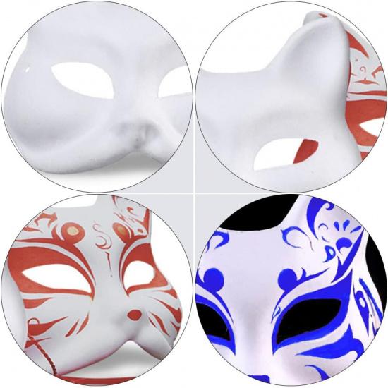 

15 шт. Маска кошки из белой бумаги, пустая, для самостоятельного изготовления, на Хэллоуин, расписанная вручную, для маскарада, набор