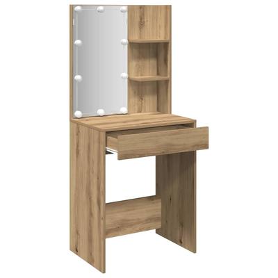 Makeup Table with LED Lights Artisan Oak 60 X 40 X 140 Cm