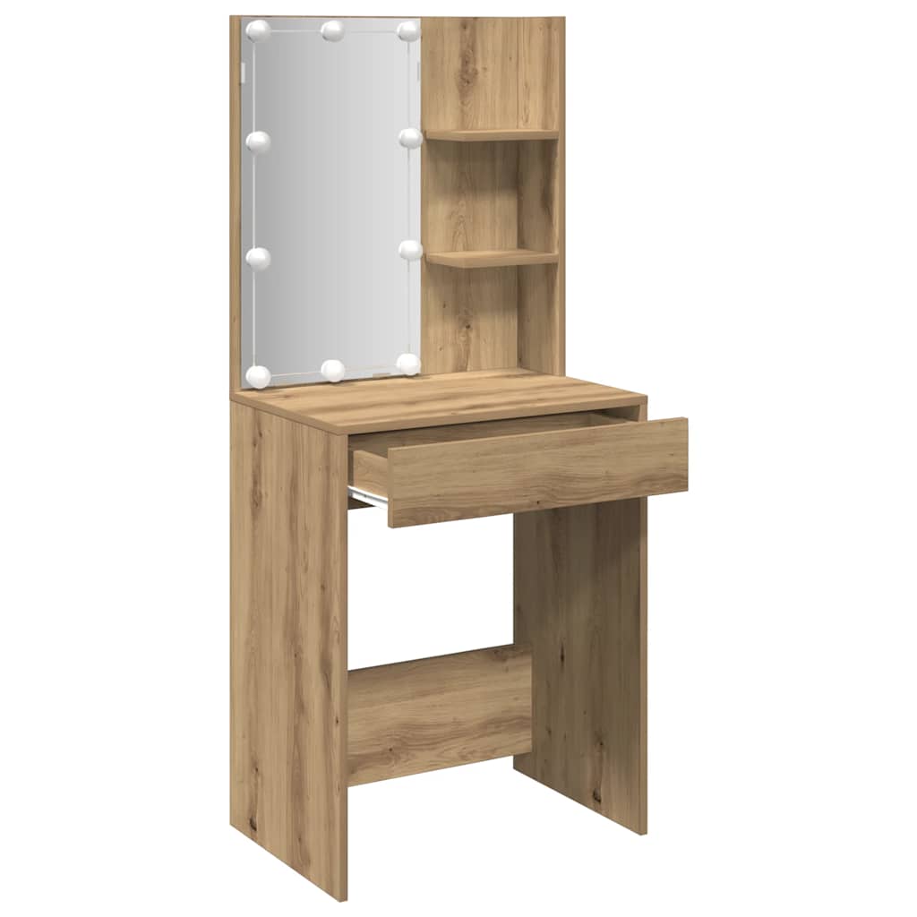 Makeup Table with LED Lights Artisan Oak 60 x 40 x 140 cm