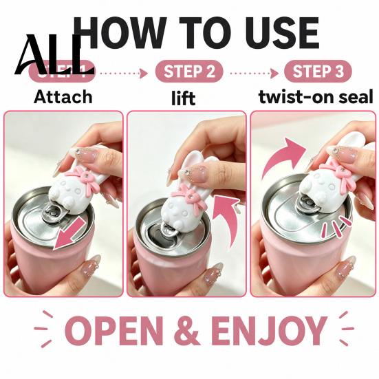 Stylish Accessory for Daily Use Bunny Can Opener Keychain, Cute Bow Rabbit Bottle Pendant, Portable Easy One Click Tab Beverage Keyring Outdoor