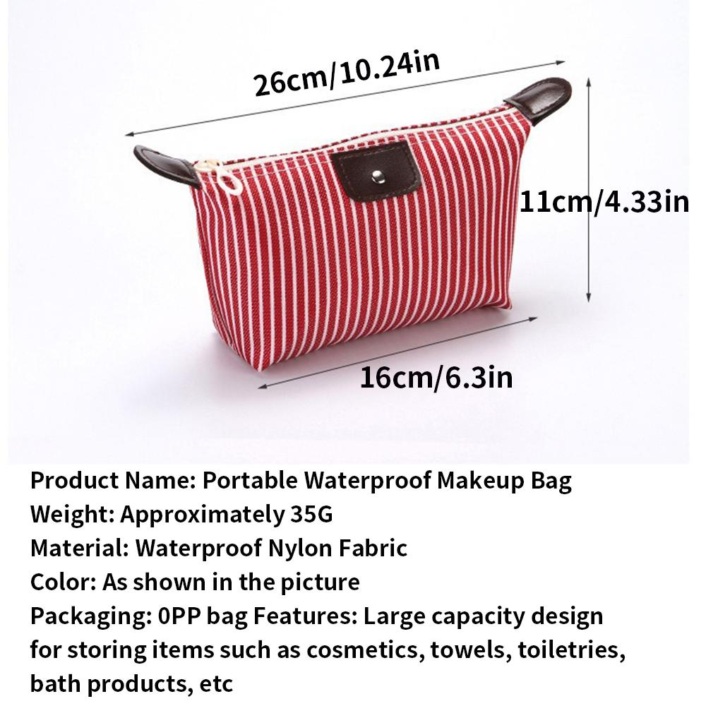 1PC Striped Waterproof Makeup Pouch Travel Toiletry Bag for Cosmetics And Daily Essentials